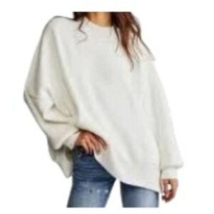 Free People Ribbed Tunic Sweater Optic White Small NWT